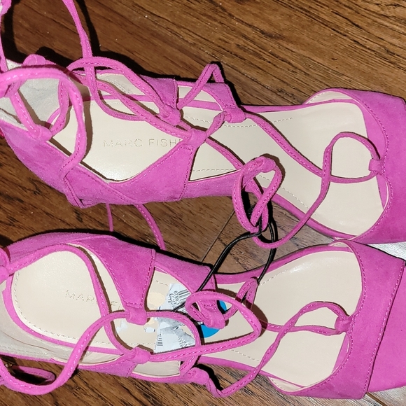 💕NEW Marc Fischer Fuschia Faux Suede Lace Up Heels💕 - Picture 8 of 8